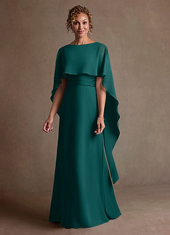 Azazie Marilla Mère de la mariée Robes Robe Trapèze en Mousseline de soie Plissée Paon image4