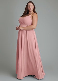 Azazie Amani Brautjungfernkleider A-Linie Plissee Chiffon Kleid Altrosa image11