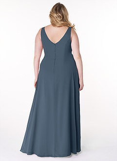 Azazie Kori Robes de demoiselle d'honneur Robe Trapèze en Mousseline de soie Plissée Neptune image7