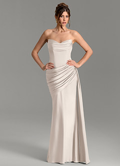 Azazie Zorah Bridesmaid Dresses White Alabaster Mermaid Corset Stretch Satin Convertible Dress image1