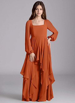 Azazie Clara Junior Klänning av A-Line i Chiffong Blouson image5