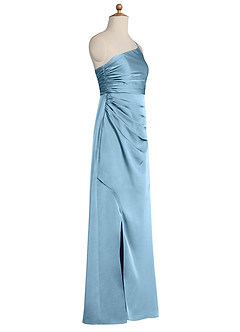 Azazie Eren Junior Etui Plissee Stretch-Satin Kleid Stahlblau image6