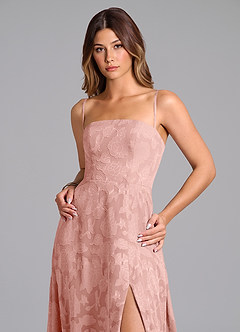 Azazie Wren Bridesmaid Dresses Rosette A-Line Strapless Floral Burnout Dress image2