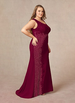 Azazie Juliane Mother of the Bride Dresses Burgundy Mermaid Sequins Lace Dress image9