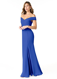 Azazie Lecia Brautjungfernkleider Wandelbar Empire Schulterfrei, plissiert Chiffon Kleid Königsblau image3
