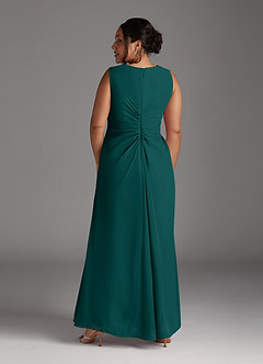 Azazie Manuella Mother of the Bride Dresses Peacock A-Line V-Neck Pleated Chiffon Dress image14