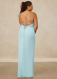 Christian Siriano Bridal for Azazie 1003 Bridesmaid Dresses Sea Glass Sheath One Shoulder Chiffon Dress image15