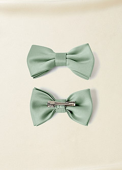 front Matte Satin Bow Hair Clip Set
