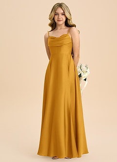 Azazie Bear Junior Butterscotch A-Line Sweetheart Neckline Stretch Satin Dress image6