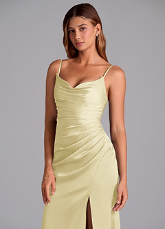 Azazie Claudelle Abiti da Damigella Abito Sirena in Raso Elasticizzato Senza Cinturino Sorbetto Al Limone image2