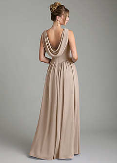 Azazie Novi Robes de demoiselle d'honneur Robe Trapèze en Mousseline de soie Plissé Taupe image8