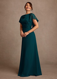 Azazie Frieda Mother of the Bride Dresses Pine A-Line Applique Chiffon Dress image2