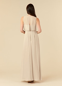 Azazie Marchioness Abiti per la Madre della Sposa Abito A-Line in Chiffon con Scollo a U a Pieghe Champagne image2