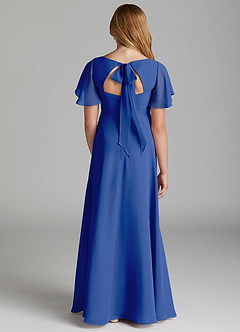 Azazie Kimber Junior Royal Blue A-Line Pleated Chiffon Dress image2