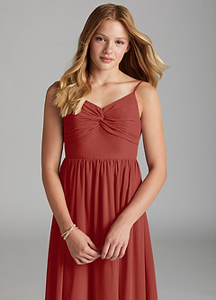 Azazie Zeya Junior Terracotta A-Line Chiffon Dress image6