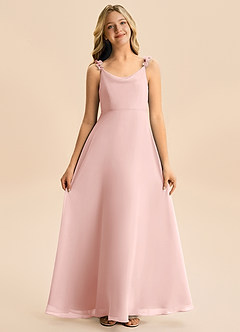 Azazie Elodie Junior Powder Pink A-Line Chiffon Dress image4