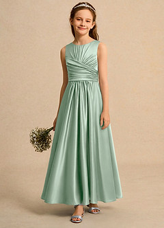 Azazie Ducky Girls Formal Flower Girl Klänningar Klä A-Line i Stretch Satin Plisserad image4