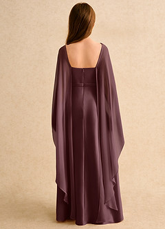 Azazie Fishie Girls Formal Flower Girl Dresses Sangria A-Line Matte Satin Dress image2