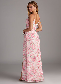 Azazie Deandra Bridesmaid Dresses Abstract Watercolor Floral Mermaid Pleated Chiffon Dress image5