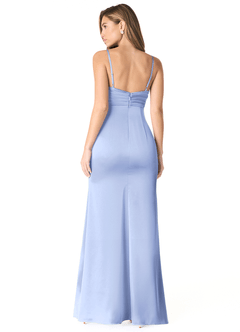 Azazie Linia Robes de demoiselle d'honneur Robe Sirène en Satin extensible Plissée Eis image2