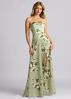 Azazie Wren Brudtärnklänningar Klä av A-Linje i Stretch Satin Axelbandslös Blommiga Rankor Konvertibel image4