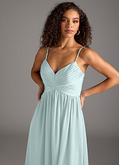 Azazie Alia Brautjungfernkleider A-Linie Plissee Stretch-Satin Kleid Seegrün image3
