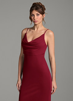 Azazie Zari Bridesmaid Dresses Burgundy Mermaid Pleated Mesh Dress image2