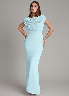 Azazie Hadley Bridesmaid Dresses Cloud Blue Mermaid Pleated Chiffon Dress image10