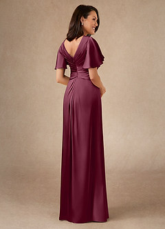 Azazie Emmeline vestidos de madre de la novia Vestido de Mora de Satén Elástico de Corte en A con Plisado image2