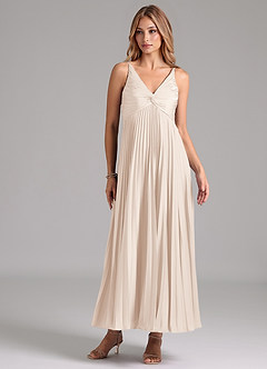 Azazie Raychelle Bridesmaid Dresses White Alabaster A-Line Pleated Stretch Satin Dress image1