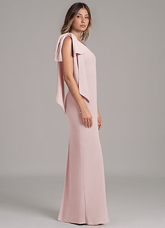 Azazie Capri Bridesmaid Dresses Blushing Pink A-Line One Shoulder Chiffon Dress image3