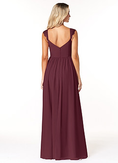 Azazie Cleobella Robes de demoiselle d'honneur Robe Trapèze en Mousseline de soie Dentelle en forme de cœur Cabernet image2