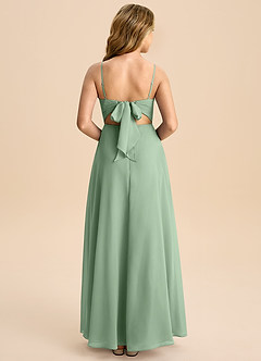 Azazie Shale Junior Matcha A-Line Bow Chiffon Dress image1