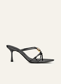 front Metallic stiletto sandalen met bolvormige band