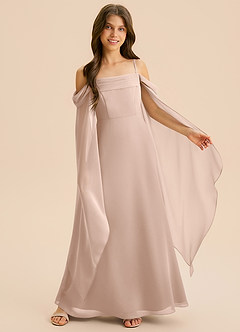 Azazie Moana Junior English Rose A-Line Pleated Chiffon Dress image6