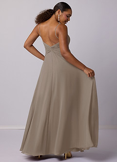 Barbie ♥ Azazie Robes de demoiselle d'honneur Robe Trapèze en Mousseline de soie Taupe image6
