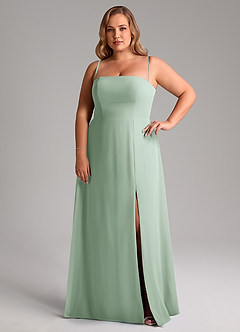 Azazie Wren Bridesmaid Dresses Agave A-Line Side Slit Chiffon Convertible Dress image14
