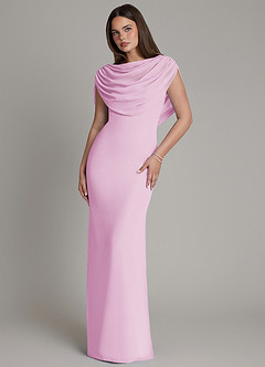 Azazie Hadley Bridesmaid Dresses Candy Pink Mermaid Pleated Chiffon Dress image2