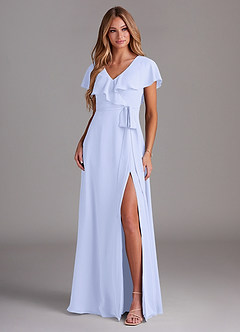 Azazie Lainey Vestidos de damas de honor Vestido de Lavanda de Gasa de Corte en A con Con bolsillos image9