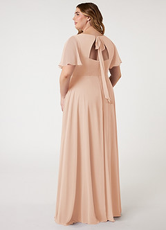 Azazie Kimber Robes de demoiselle d'honneur Robe Trapèze en Mousseline de soie Manches à volants Rose Perle image7