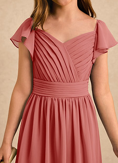 Azazie Taylor Girls Formal Flower Girl Dresses Antique Rose A-Line Sweetheart Neckline Chiffon Dress image5