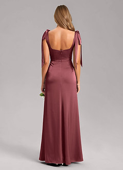 Azazie Frostine Brautjungfernkleider A-Linie Schleifen Stretch-Satin Kleid Merlot image8