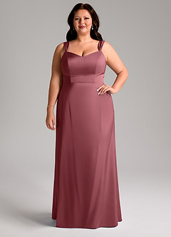 Azazie Denice Bridesmaid Dresses Desert Rose Sheath Pleated Stretch Satin Dress image8