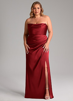 Azazie Leonis Bridesmaid Dresses Scarlet Mermaid Pleated Stretch Satin Convertible Dress image10