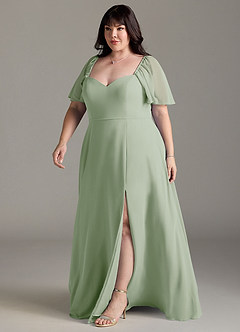 Azazie Chloe Bridesmaid Dresses Dusty Sage A-Line Sweetheart Neckline Chiffon Dress image11