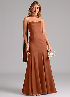 Azazie Shiloh Robes de demoiselle d'honneur Robe Sirène Convertible en Satin extensible Sans bretelle Rose De Cèdre image5