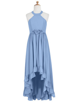 Azazie Hermione Steel Blue A-Line Chiffon Dress image6