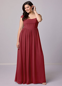 Barbie ♥ Azazie Bridesmaid Dresses Pomegranate A-Line Corset Chiffon Dress image9