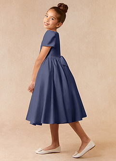 Azazie Anirra Flower Girl Dresses Stormy Ball-Gown Pleated Matte Satin Dress image3