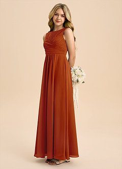 Azazie Skyla Junior A-Linie Plissee Chiffon Kleid Paprika image1